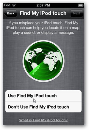 Skonfiguruj iCloud Find m Ipod Touch