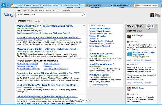 Microsoft ulepsza Bing Facebook Social Search Sidebar