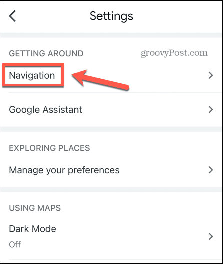ustawienia nawigacji w mapach google