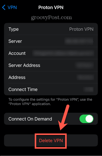 iPhone usuń konfigurację VPN