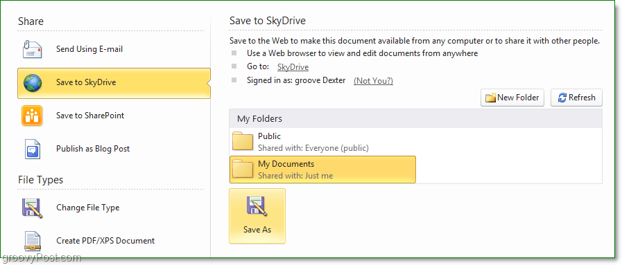jak zapisać plik do pakietu Office 2010 Skydrive