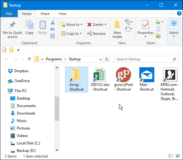 Folder startowy systemu Windows 10