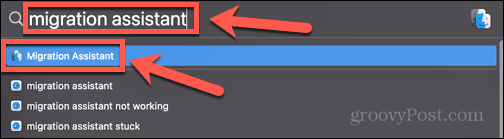 asystent migracji mac spotlight
