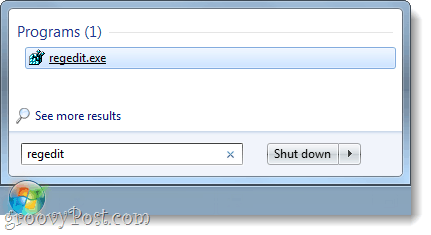 otwórz regedit w Windows 7