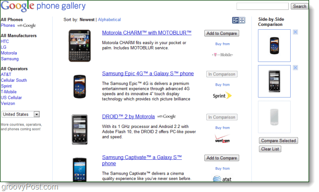 Google uruchamia galerię telefonu zamiast Nexusa One