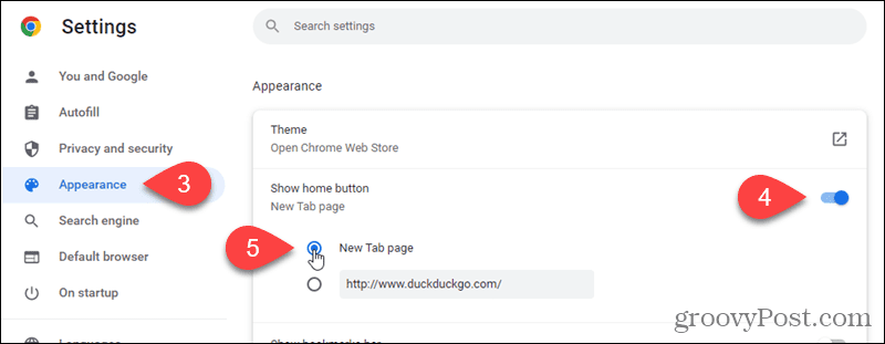 Pokaż przycisk Home w Chrome i niech przycisk Home otworzy stronę Nowa karta