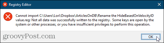 Nie można zaimportować pliku reg dla rejestru systemu Windows