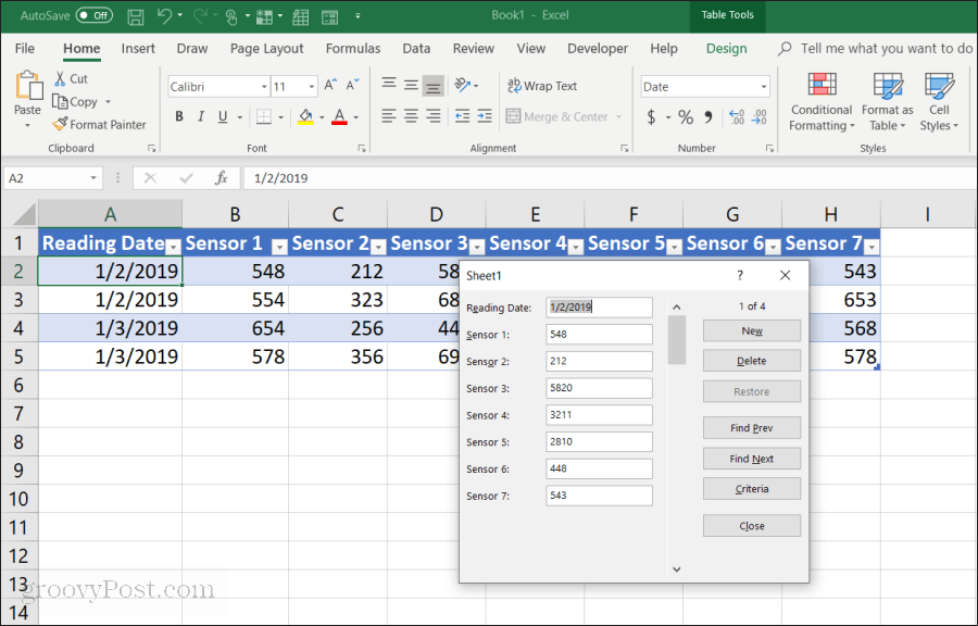 formularz wprowadzania danych w programie Excel