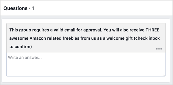 Poproś potencjalnych członków grupy na Facebooku o podanie swojego adresu e-mail w zamian za gratis.