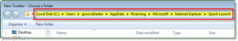 Folder Quick Launcher danych aplikacji - upewnij się, że jesteś w odpowiednim folderze! Następnie naciśnij Wybierz folder