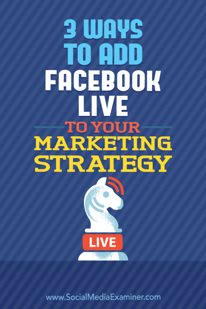 3 sposoby dodania Facebooka Live do swojej strategii marketingowej autorstwa Matt Secrist na portalu Social Media Examiner.