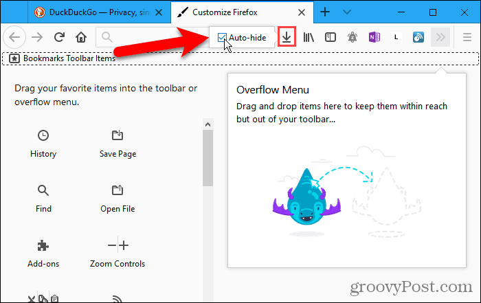 Wyłącz przycisk Auto-hide dla plików do pobrania w przeglądarce Firefox