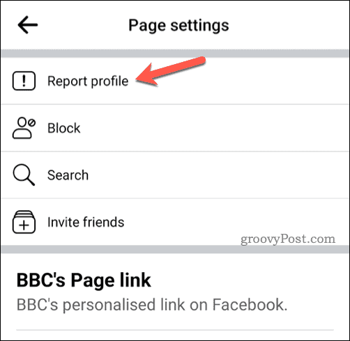 Zgłoś przycisk profilu na Facebooku mobilnym