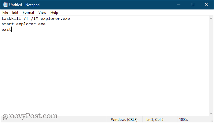 Utwórz plik wsadowy za pomocą Notatnika w systemie Windows 10