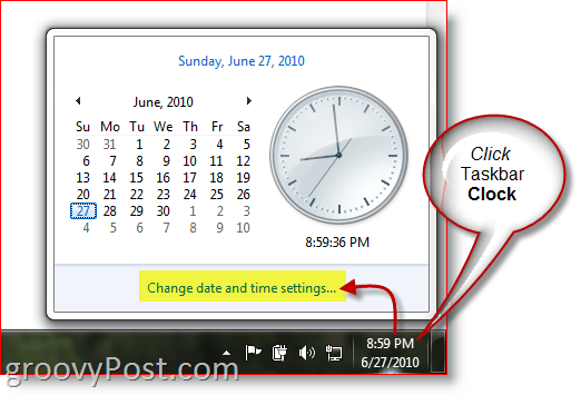 Windows 7 wyświetla zegar z paska zadań