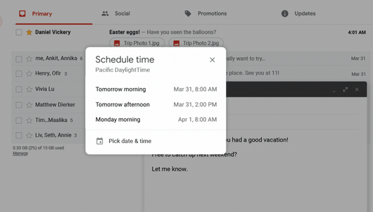 Zaplanuj czas Gmaila na pulpicie