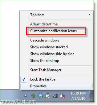 dostosuj powiadomienia na pasku zadań systemu Windows 7