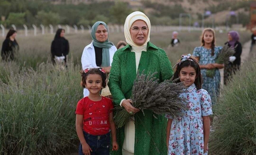 Pierwsza dama Erdoğan odwiedziła wioskę ekologiczną i zebrała lawendę w Ankarze
