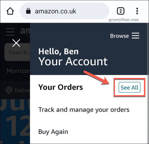Zobacz wszystkie zamówienia na Amazon mobile