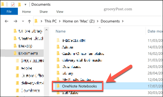 Folder dokumentów programu OneNote