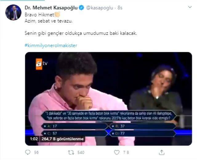 udostępnianie ministra Mehmeta kasapoğlu