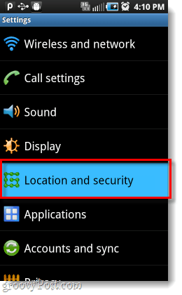 Ustawienia lokalizacji i zabezpieczeń systemu Android
