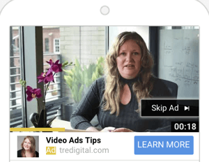 Jak skonfigurować kampanię reklamową YouTube, krok 6, wybierz format reklamy YouTube, przykład reklam TrueView