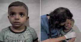 W ten sposób lekarz próbował uspokoić palestyńskie dziecko, które trzęsło się ze strachu podczas izraelskiego ataku