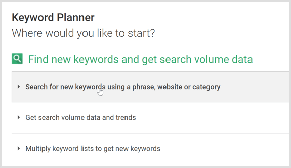 Wyszukiwanie w Planerze słów kluczowych Google AdWords