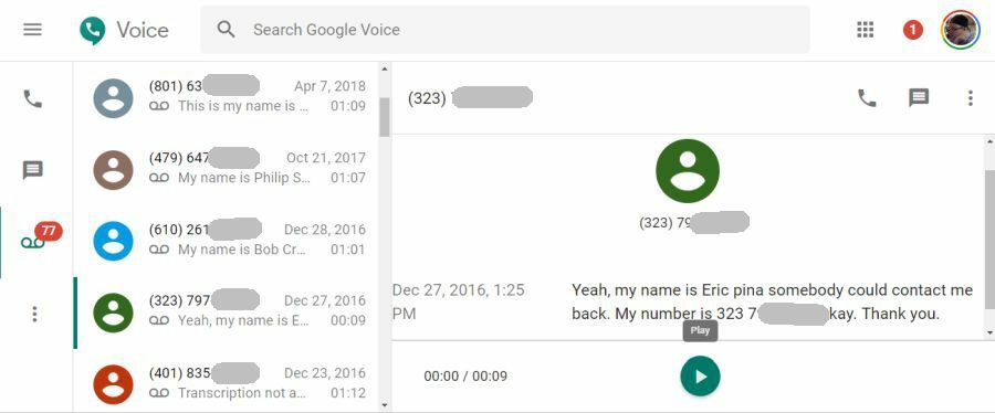 głosowe wiadomości głosowe google