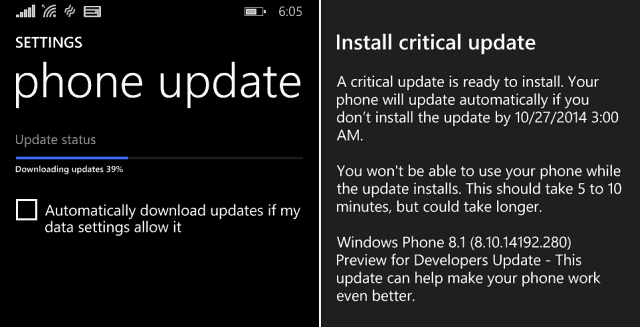 Windows Phone 8-1 Krytyczna aktualizacja