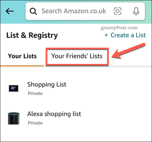 Zobacz listy życzeń znajomych w aplikacji Amazon