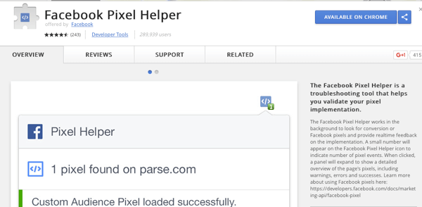 Zainstaluj Facebook Pixel Helper, aby sprawdzić, czy śledzenie działa.