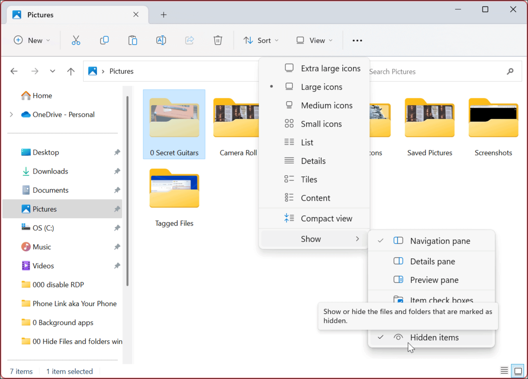 Ukryj pliki i foldery w systemie Windows 11