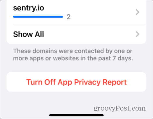 wyłącz raport o prywatności aplikacji