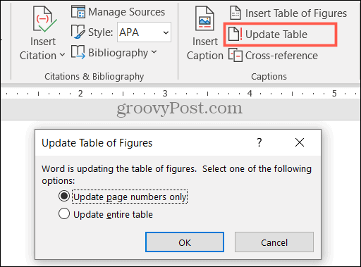 Zaktualizuj tabelę liczb w programie Word