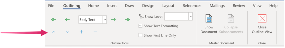 Widok konspektu w Microsoft Word