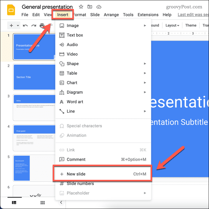 Utwórz nowy slajd w Prezentacjach Google