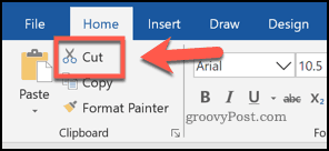 Przycisk cięcia w programie Word