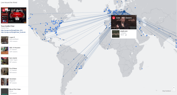 interaktywna mapa na żywo na Facebooku