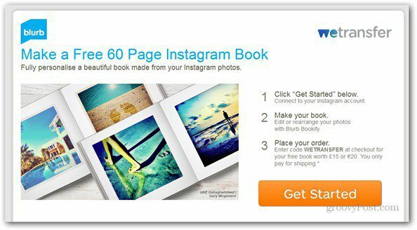 WeTransfer oferuje darmową 60-stronicową fotoksiążkę na Instagramie