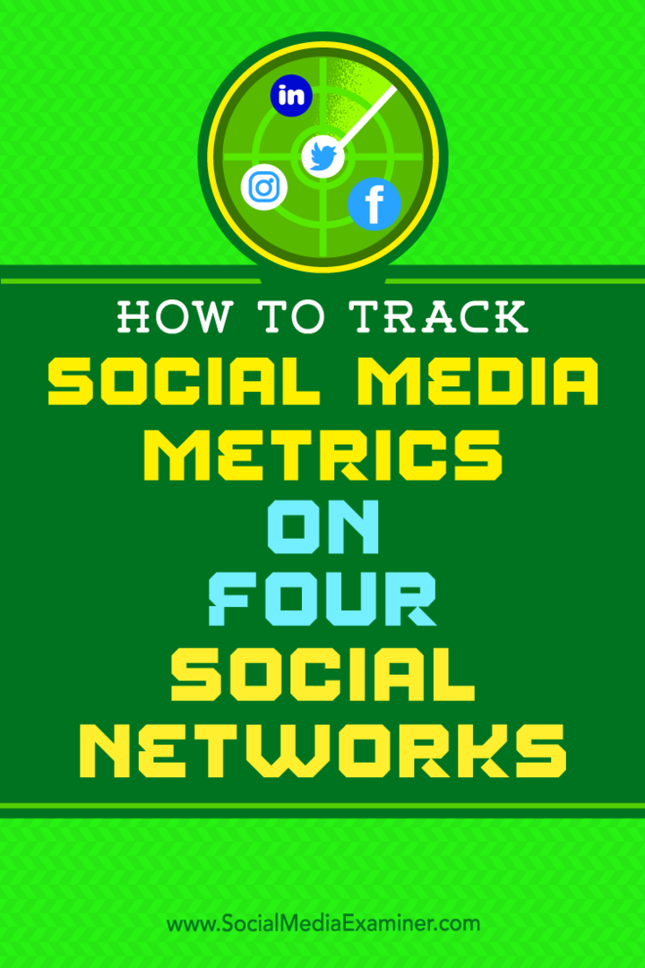 Jak śledzić wskaźniki mediów społecznościowych w czterech sieciach społecznościowych autorstwa Joe Griffina w Social Media Examiner.
