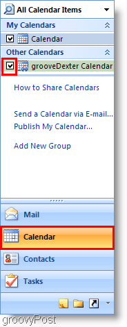 Zrzut ekranu kalendarza programu Outlook 2007 - Dodaj drugi kalendarz