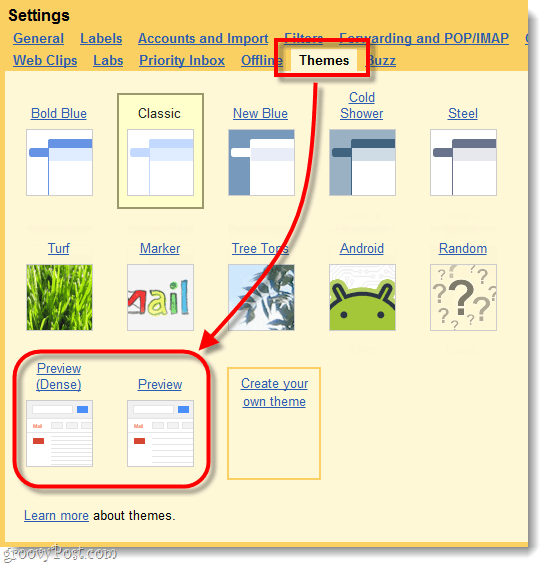 Zmiana motywu podglądu Gmaila