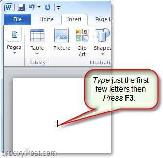 użyj klawisza f3, aby wstawić autotekst w programie Word lub Outlook
