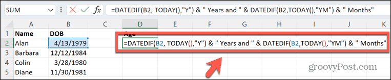 Excel formuła lat i miesięcy