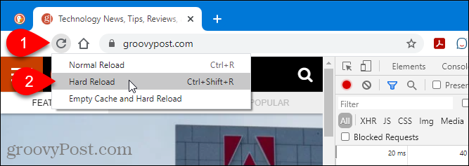 Opcje ponownego ładowania w Chrome