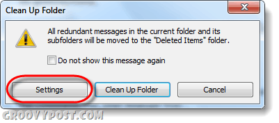 oczyść ustawienia folderów i podfolderów program Outlook 2010