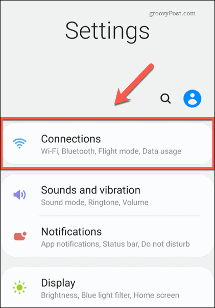 Opcja połączeń ustawień Androida