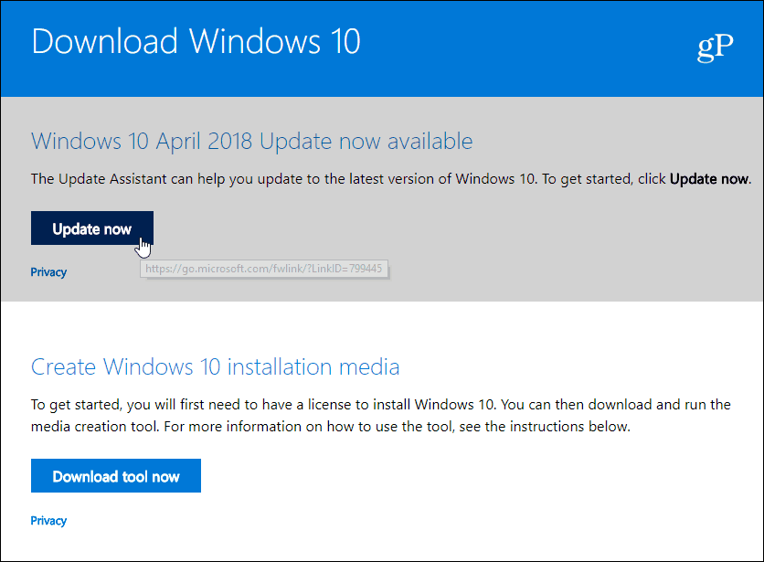 Pobierz aktualizację systemu Windows 10 kwietnia 2018 r